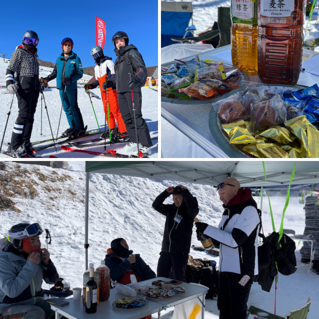 オオイワスポーツのブースでは、ご参加のお客様の休憩スペースとして飲み物やお菓子をご用意。
休憩しながら、試乗したスキーの感想をお伺いしたり、ぜひ乗ってみていただきたいスキーのお話などなど…。
のんびり、まったりとした雰囲気の試乗会でした♪